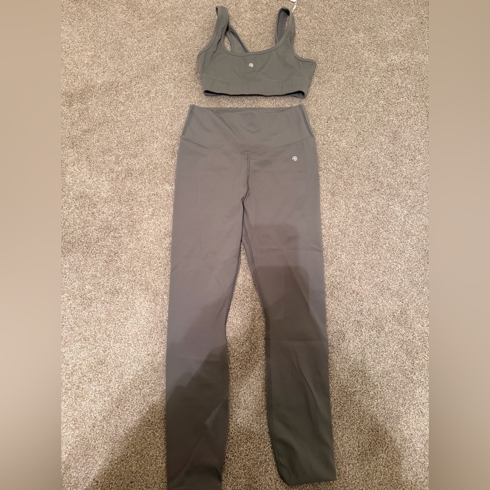 Anine Bing Sport Grey Workout Set bra and leggings XS NEW